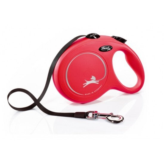 Lesa retractabila flexi New Classic Large - bandă de 5 m, până la 50 kg – albastru