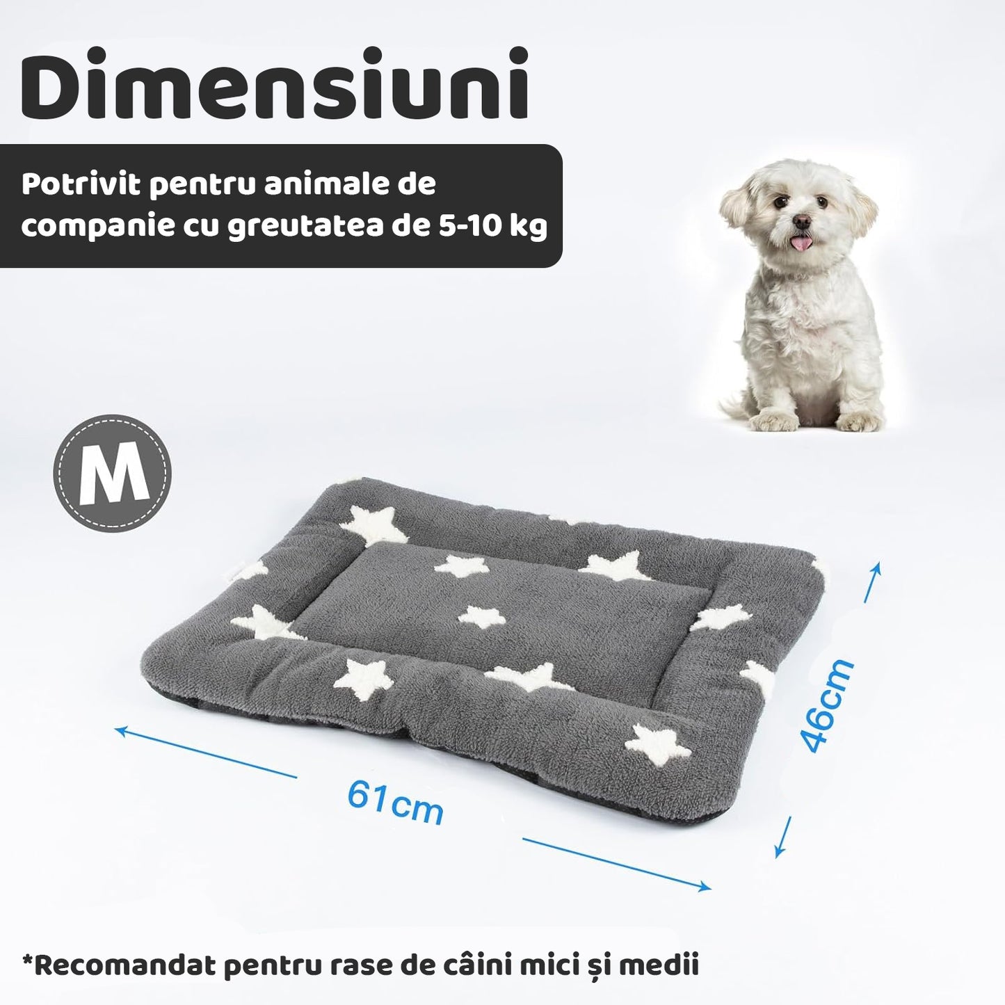 Saltea pentru caini si pisici HoneyPet pat culcus moale, dimensiuni 61x46cm
