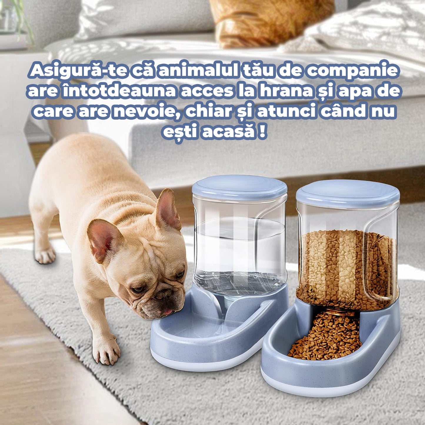 Dispenser de apa si mancare pentru caini si pisici , 2 in 1 , 3.8L, HoneyPet